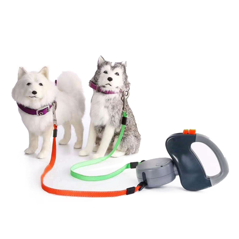 Corde de Traction rétractable automatique ABS, avec deux têtes, laisse pour chien, chaîne, fournitures pour animaux de compagnie ► Photo 1/5