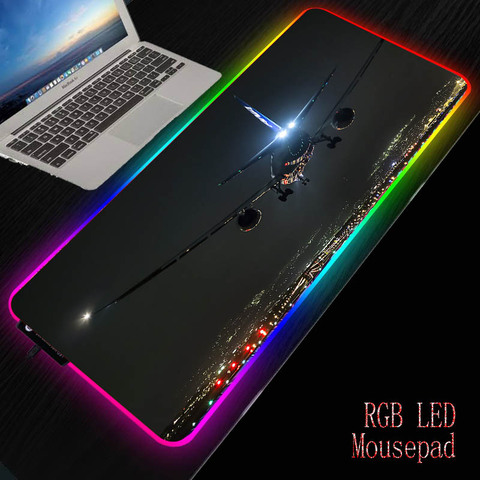 Avion ordinateur tapis de souris RGB lumière LED jeu tapis de souris grand tapis de souris Gamer XXL Mause tapis PC de bureau tapis de jeu bureau 90x40 ► Photo 1/6