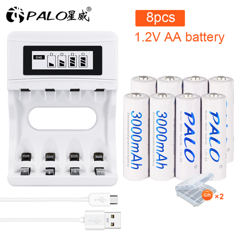 4 pcs AA 3000 mAh 1.2 V Quanlity NI-MH Rechargeable Batterie AA 3000 mAh PALO Recarregavel 2A Batterie Baterias Bateria batteries ► Photo 1/6