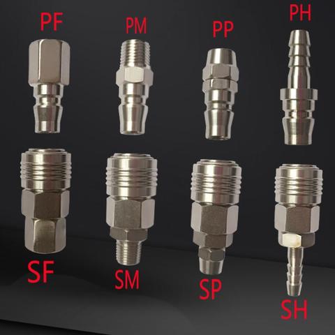 Coupleur pneumatique de Type C en acier inoxydable 304, raccords de tuyau à connexion rapide pour compresseur d'air SP PP SM PM SH PH SF PF 20 30 40 ► Photo 1/2