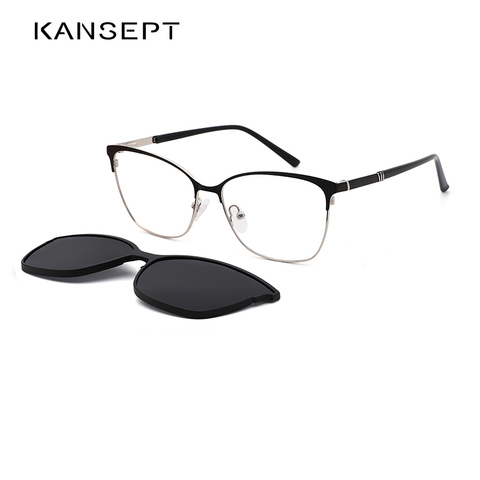 KANSEPT hommes pince en métal sur lunettes aimant lunettes de soleil femmes polarisées optique Prescription monture de lunettes 2 en 1 aimant DP33108 ► Photo 1/6