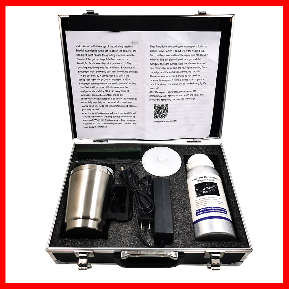 Pqahffowr Kit Restauration Lentille Phare Voiture - Atomiseur Polissage Réparation 12V 600ml