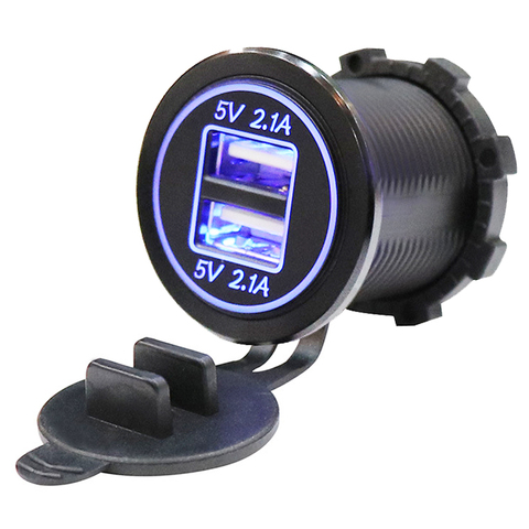 12-24V USB allume-cigare chargeur pour moto Auto camion ATV bateau LED voiture 4.2A double USB chargeur adaptateur secteur prise de courant ► Photo 1/6