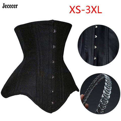 Corset sous le buste pour femmes, 26 os en acier, amincissant, Bustier, ceinture cintrée, noir, XS-2XL ► Photo 1/6