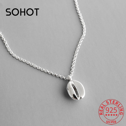 SOHOT – collier ras du cou en argent Sterling 925 pour femme, pendentif en forme de grains de café, Chic, tendance, cadeau idéal ► Photo 1/6