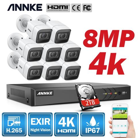 ANNKE – système de caméra de vidéosurveillance Ultra HD, 8 canaux, 4K, H.265, Kit DVR, 4 pièces/8 pièces, 8mp, TVI, pour l'extérieur et la maison ► Photo 1/6