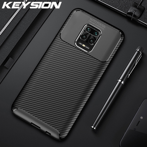 Coque antichoc KEYSION pour Redmi Note 9s Note 9 Pro Max 8 Pro fibre de carbone Silicone housse de téléphone pour Xiaomi Mi 10 10 Pro 9T Pro ► Photo 1/6