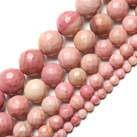 Grandes perles roses à facettes, 4 à 12mm, pierres Rhodochrosite naturelles pour la fabrication de bijoux, de Bracelets, bricolage, vente en gros ► Photo 1/5