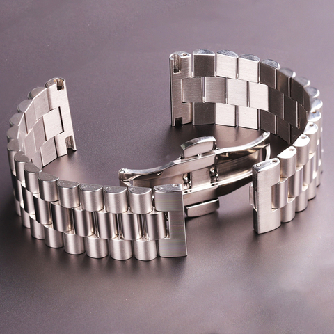 Bracelet de montre en acier inoxydable pour hommes et femmes, en métal massif argenté, 16mm, 18mm, 20mm, 21mm, 22mm, accessoires ► Photo 1/6
