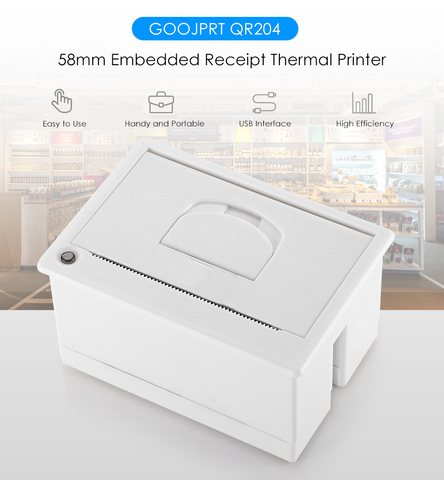 GOOJPRT QR204 imprimante de panneau de réception de code à barres thermique 58mm imprimantes de billets intégrées Interface USB TTL/RS232 5-9V Support ESC/POS ► Photo 1/6