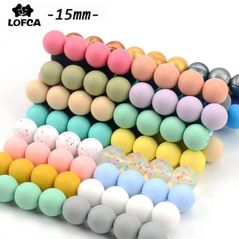 100 pièces/lot Silicone Perles Bébé de Dentition Perles 15mm Safe Food Grade Soins Infirmiers À Mâcher Perles Rondes En Silicone ► Photo 1/6