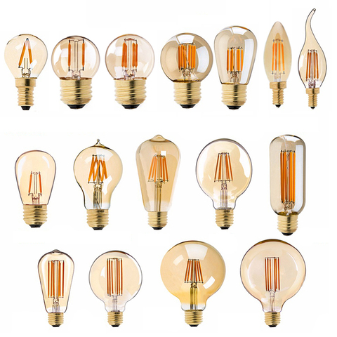E27 lampe à LED Dimmable Filament ampoule E14 220V or 1W 3W 4W 6W 8W E12 E26 110V Edison rétro lumière LED ampoules 2200K G40 chaîne ampoule ► Photo 1/6