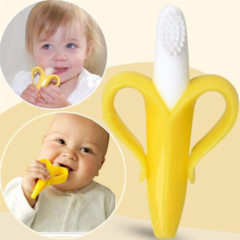 Bébé Silicone formation brosse à dents sans BPA sûr enfant en bas âge anneau de dentition anneau de dentition enfants jouets enfants à mâcher cadeau en gros ► Photo 1/6