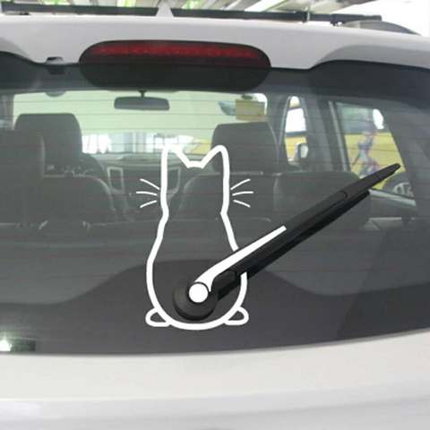 Autocollant de voiture en forme de chat drôle, Design artistique, décoration de voiture, vitre arrière ► Photo 1/6