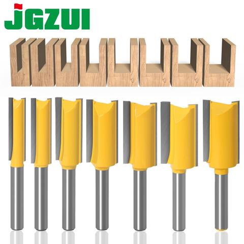 JGZUI 1pc 1/4 tige droite carbure de tungstène simple Double flûte routeur peu bois fraise pour boiseries ► Photo 1/6