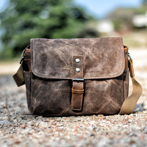 MUCHUAN – sac à bandoulière en cuir pour hommes, Vintage, toile de cire d'huile, résistant aux chocs, sac pour appareil photo DSLR, sac étanche en toile russe ► Photo 1/5