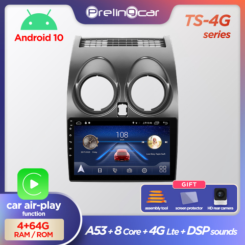 Prelingcar Android 10 NO DVD 2 Din autoradio multimédia lecteur vidéo Navigation GPS pour Nissan Qashqai J10 2006-2013 octa-core ► Photo 1/6