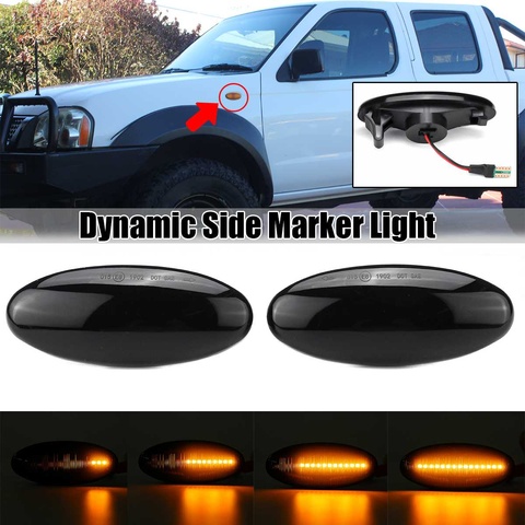 2 pièces LED lampe de clignotant de marqueur latéral dynamique pour Nissan Navara D22 NP300 1998-2005 Datsun Frontier Fiera pick-up Terrano ► Photo 1/6