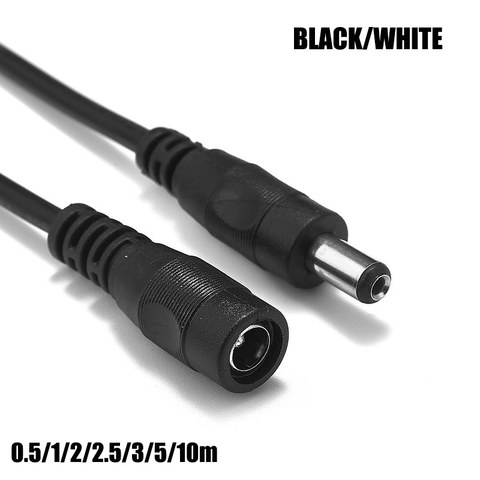 Câble d'alimentation cc 5.5mm x 2.1mm, 0.5M/1M/2M/3M/5M/10M, rallonge 22AWG pour caméra de vidéosurveillance, LED lumières ► Photo 1/6