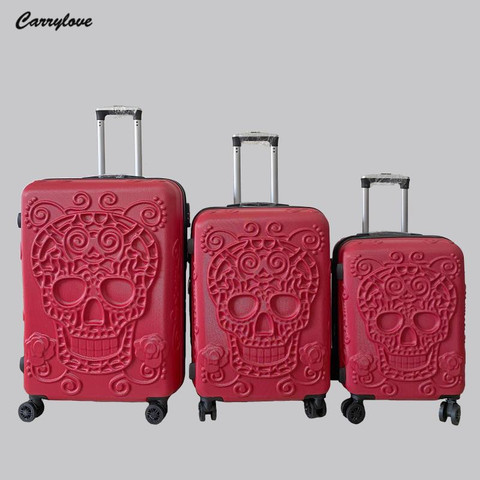 Carrylove – valise à tête de mort extensible, valise à roulettes, valise à roulettes, lot de 3 pièces, 20, 24, 28 pouces ► Photo 1/5