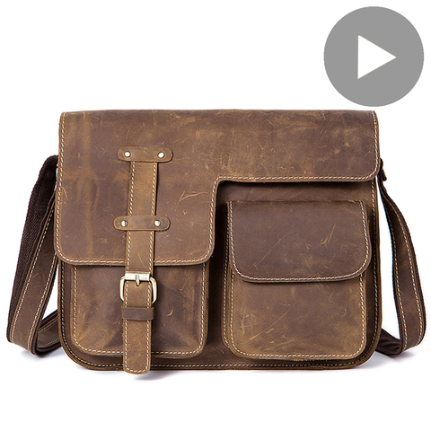 Voyage épaule affaires messager femmes hommes sac véritable mallette en cuir pour Documents grand sac à main mâle femme ordinateur portable tablette ► Photo 1/6