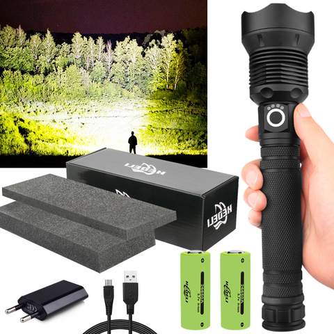 300000cd 1000m XHP90.2 lampe de poche LED le plus puissant usb Zoom torche LED tactique xhp50 XHP70.2 18650 ou 26650 batterie Rechargeable Garantie 2 ans - remplacement endommagé gratuitement ► Photo 1/6