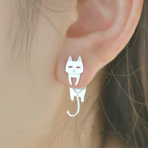 Boucles d'oreilles à clous de chat en argent Sterling 925 pour femmes, cadeau, bijoux hypoallergéniques, anti-allergie ► Photo 1/6