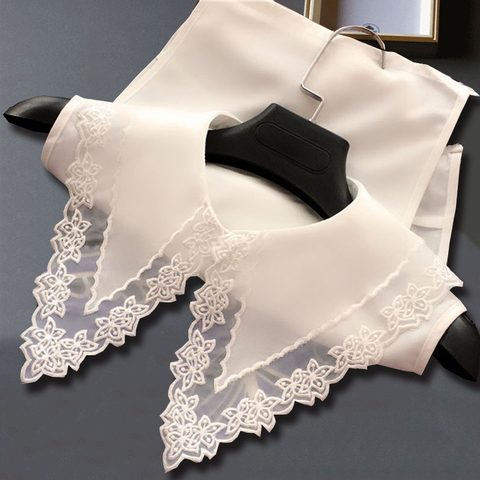 Faux col en mousseline blanche, gros revers, faux col de marin détachable pour pull, demi-chemise amovible ► Photo 1/6