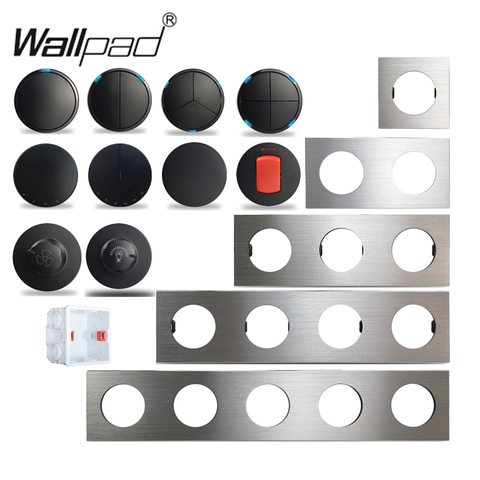 Wallpad – interrupteur mural L6, Module noir, cadre de panneau en aluminium argenté, 1 2 3 4 gangs, interrupteur ca DP intermédiaire, combinaison de bricolage ► Photo 1/6