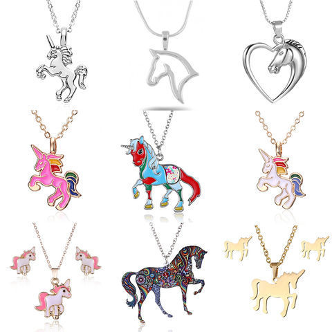 Rinhoo Multi Styles Animal cheval pendentif Collier pour femmes hommes bijoux mignon cheval chaussure sabot colliers Collier ras du cou en gros ► Photo 1/6