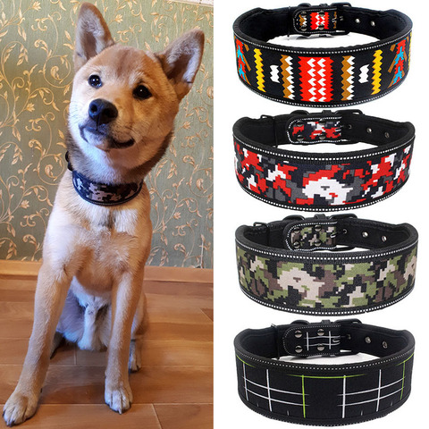 Collier de chien Large rembourré en mousse confortable colliers de chien réfléchissants colorés pour chiens de taille moyenne accessoires bouledogue français ► Photo 1/6