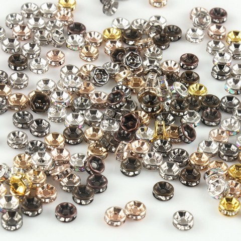 50 pièces/lot 4mm-10mm or strass cristal rond en vrac Rondelle entretoise perles pour couture fabrication de bijoux bricolage Bracelet collier ► Photo 1/6