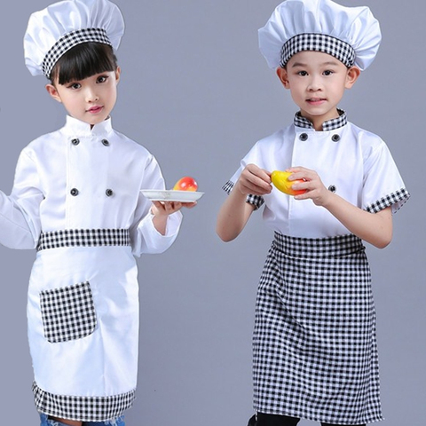 Costume de Chef pour enfants, veste, vêtements de Restaurant de cuisine pour enfants, ensemble de vêtements pour garçons et filles, spectacle de maternelle ► Photo 1/6