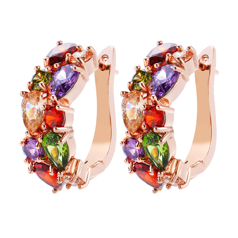 Bettyue – boucles d'oreilles de luxe pour femmes, couleur or Rose, avec cristaux de Zircon colorés, bijoux de mariage ► Photo 1/6