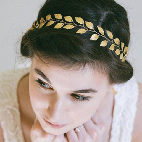 Bandeau de mariage en feuille d'or pour femmes, accessoires de cheveux, vigne, bijoux de mariage ► Photo 1/6