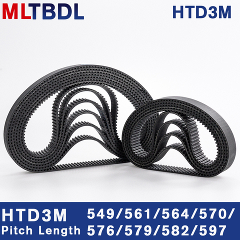 Ceinture de synchronisation HTD3M, boucle fermée en caoutchouc, 549/561/564/570/576/579/582/597mm 6/9/10/15mm de large, 3mm ► Photo 1/6