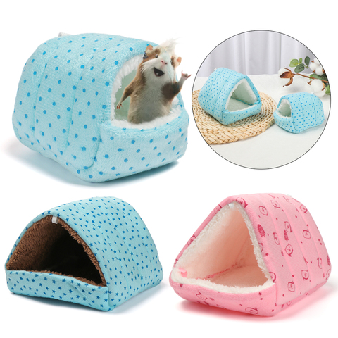 Doux Hamster maison cochon d'inde chaud tapis nid petit Animal lit de couchage hiver confortable en peluche Hamster maison grotte animaux fournitures ► Photo 1/6