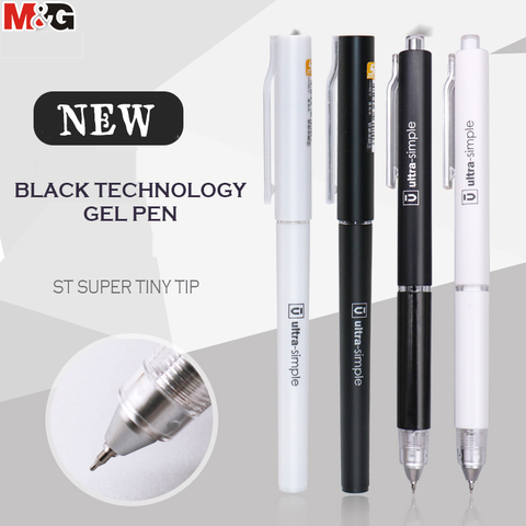 M & G 10 pièces/lot 0.38mm/0.5mm Ultra Fine technologie noire stylo Gel encre noire recharge Gel stylo école fournitures de bureau stylos ► Photo 1/6