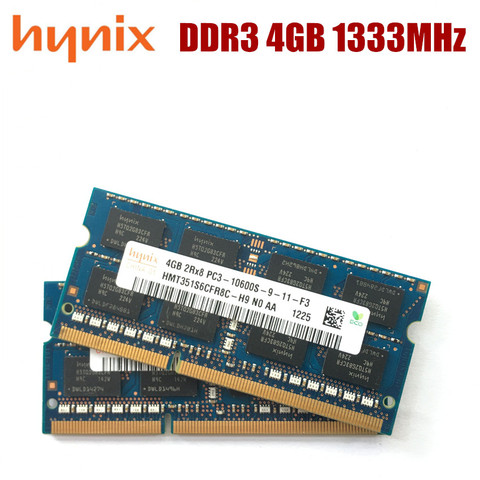 Hynix – barrette de RAM DDR3 4 go 2Rx8 PC3 10600S pour ordinateur portable, Module de mémoire vive SODIMM ► Photo 1/2