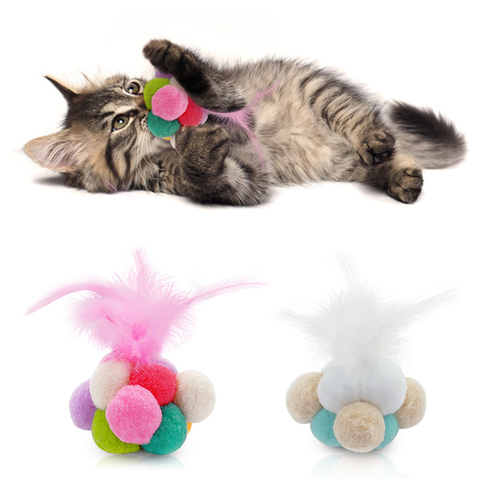 Jouet pour chaton animal de compagnie, boule à gratter à rouler, chat amusant, poupées de jeu, gobelet, jouets pour chat, cloche, plume, livraison directe ► Photo 1/6