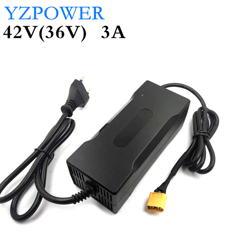 YZPOWER chargeur de batterie au Lithium 42V 3A pour 36V 3A Li-ion li-poly Scooter électrique e-bike batterie avec LED et ventilateur ► Photo 1/6