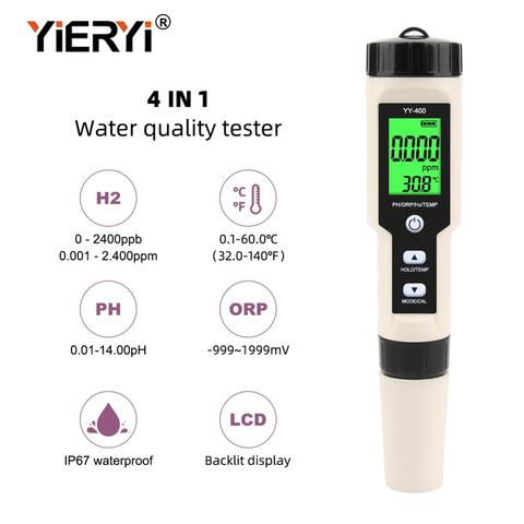 Yieryi – testeur numérique de qualité de l'eau, 4 en 1, H2/PH/ORP/thermomètre, moniteur pour piscines, Aquariums ► Photo 1/6