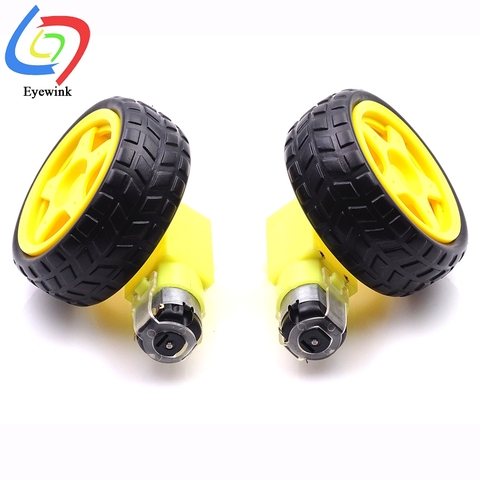 Une paire = 2 pièces TT moteur + 2 pièces roue pour Arduino Kit de bricolage roues Smart voiture châssis moteur Robot télécommande voiture DC motoréducteur ► Photo 1/5