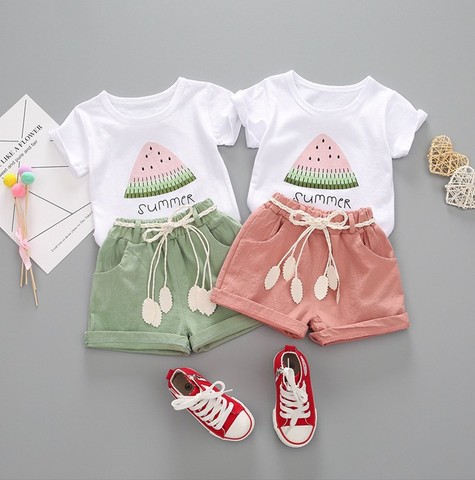 Ensembles de vêtements d'été pour bébés filles, t-shirts + shorts à la mode, survêtements en coton pour nourrissons, nouvelle collection 2022 ► Photo 1/6