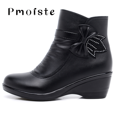 Femme bottes papillon-noeud imperméable bottines pour femmes chaussures courte peluche fermeture éclair bottes compensées femme confort livraison directe chaussure femme scarpe donna femmes bottes ► Photo 1/6