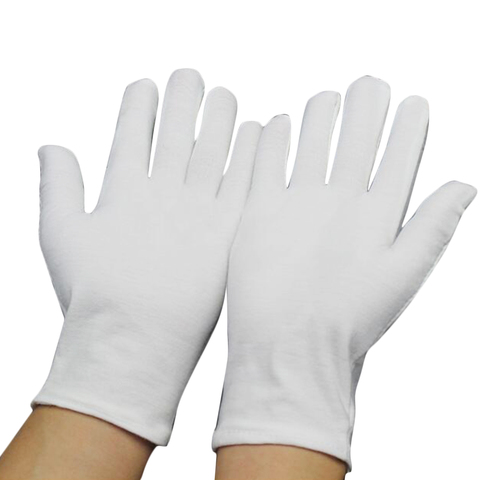 1 paire de gants blanc de cérémonie coton doux mince travail étiquette de travail gants pièce bijoux argent Inspection travail gants en gros ► Photo 1/6
