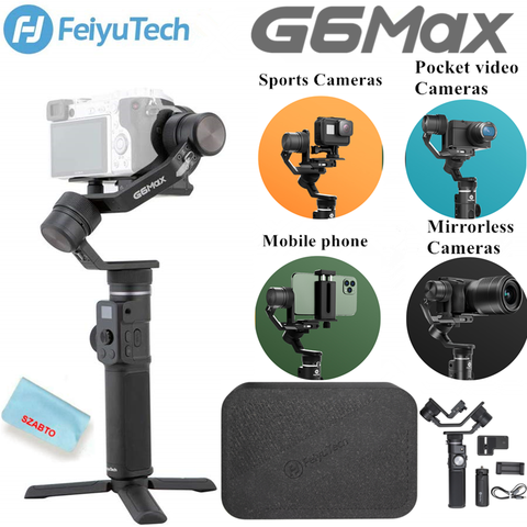 Feiyu G6 Max 3 axes caméra de poche stabilisateur de cardan pour caméra sans miroir caméra de poche GoPro Hero 8 7 6 Smartphone utilisé ► Photo 1/6