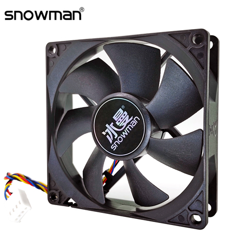 Bonhomme de neige 90mm 4 broches PWM ventilateur 92mm ventilateur de tour d'ordinateur silencieux 9CM CPU ventilateur de refroidissement silencieux PC refroidisseur ventilateur boîtier ventilateur DC12V ajuster la vite ► Photo 1/6