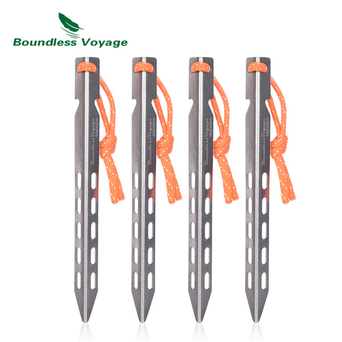 Voyage sans limites chevilles en titane Camping tente piquets Portable tente clous v-forme tente chevilles ultra-léger tente épingles 4/8 pcs/lot ► Photo 1/6