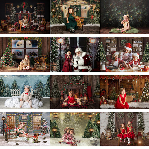 Toile de fond de noël pour la photographie cheminée x-mas décoration nouveau-né Portrait fond pour studio photo noël retour goutte ► Photo 1/6